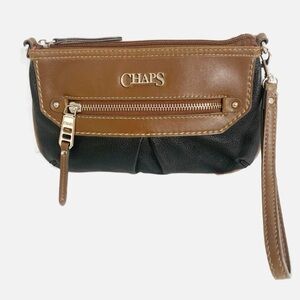 Chaps Faux Leather Fully Lined Pink Two Toned Wristlet Silver Toned Hardware ⚫️🟤